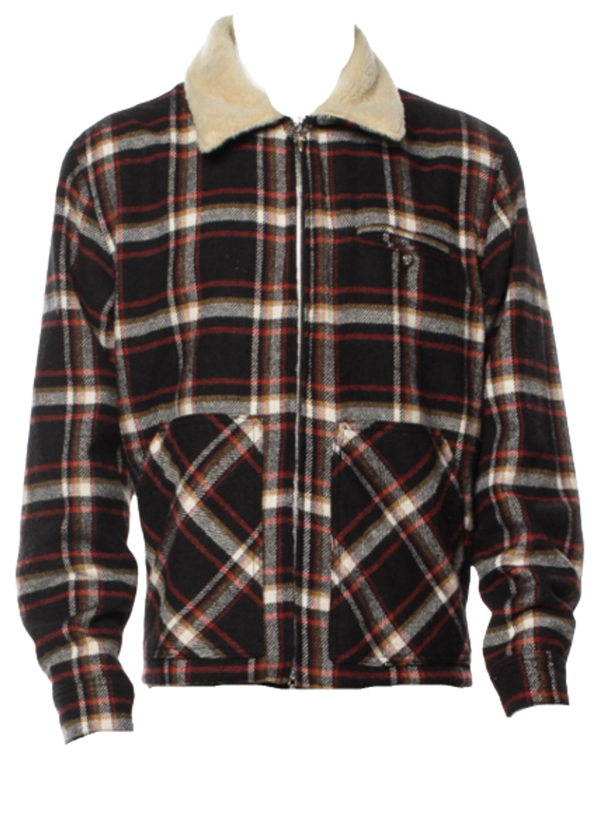Chrome Hearts Plaid Sherpa Collar Plaid Print Jacket