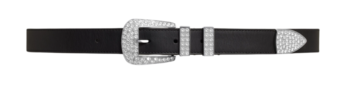 CL MEDIUM 25 MM MARCO BELT WITH STRASS IN CHOCOLATE BROWN CALFSKIN GOLD HARDWARE main image 1