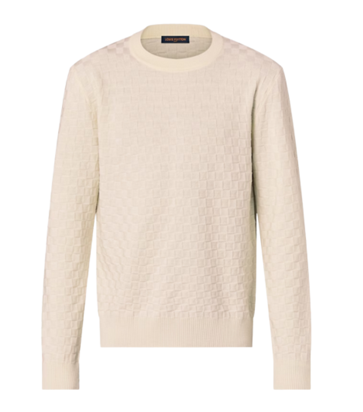 Louis Vuitton Ivory Damier Wool Long-Sleeved Crewneck