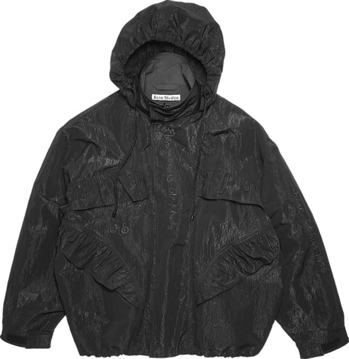 Acne Studios Black Orondo Embroidered Nylon Jacket