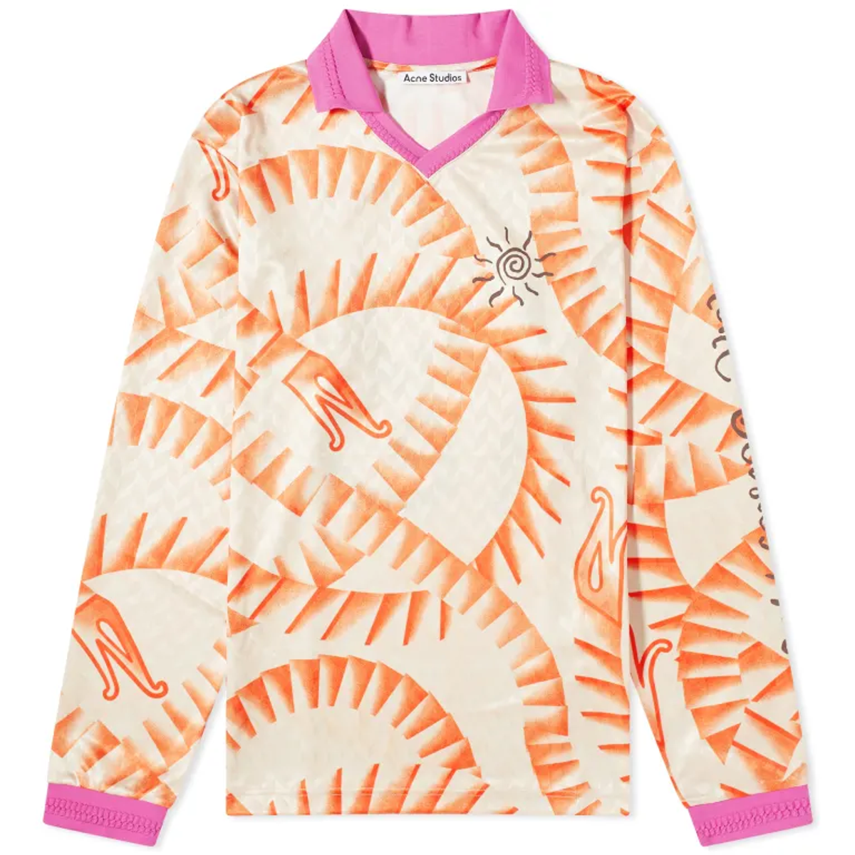 Acne Studios Orange Allover Print Long Sleeve Soccer Jersey