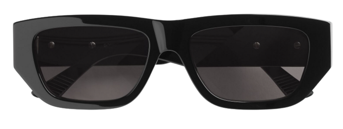 Bottega Veneta Black Bolt Recycled Acetate Rectangular Sunglasses