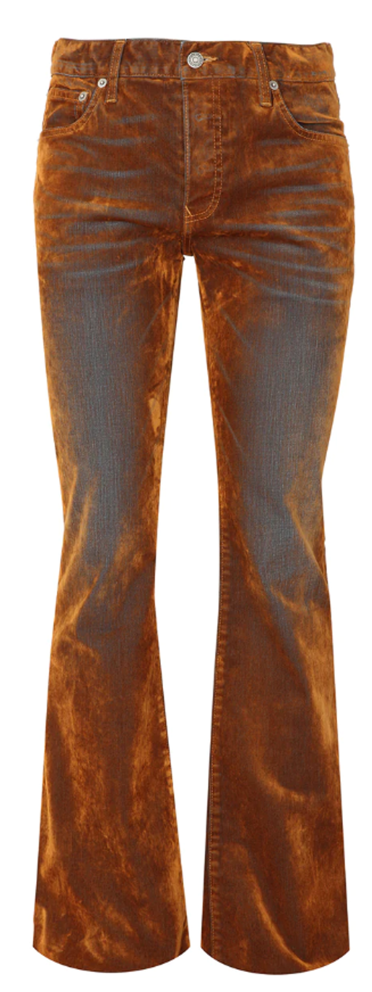 Cout De La Liberte Di Niro Rust Jimmy-Stretch Suede Denim Flare Jeans