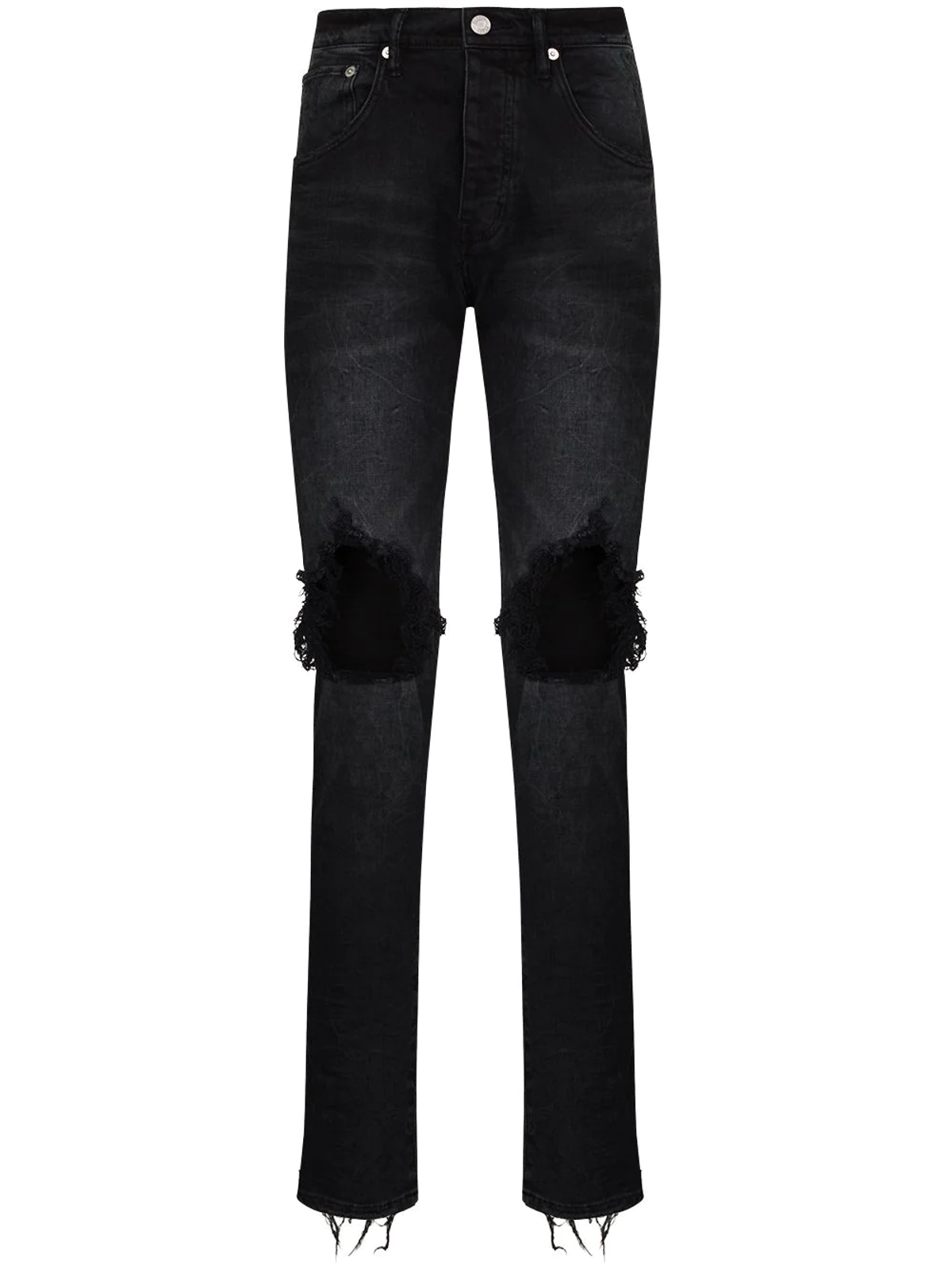 Purple Brand Black Wash Blowout Slim-leg Jeans