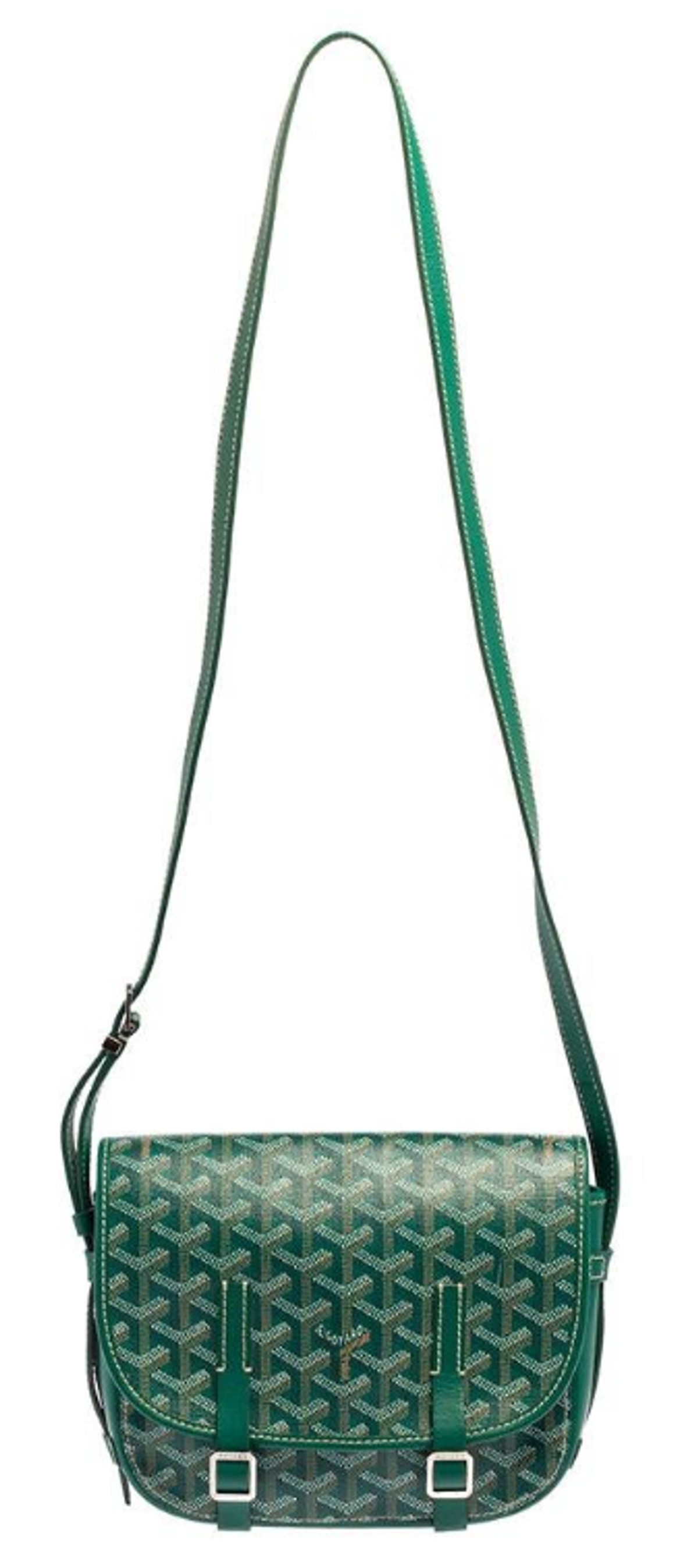 Goyard Green Goyardine Coated Canvas and Leather Belvedere PM Bag