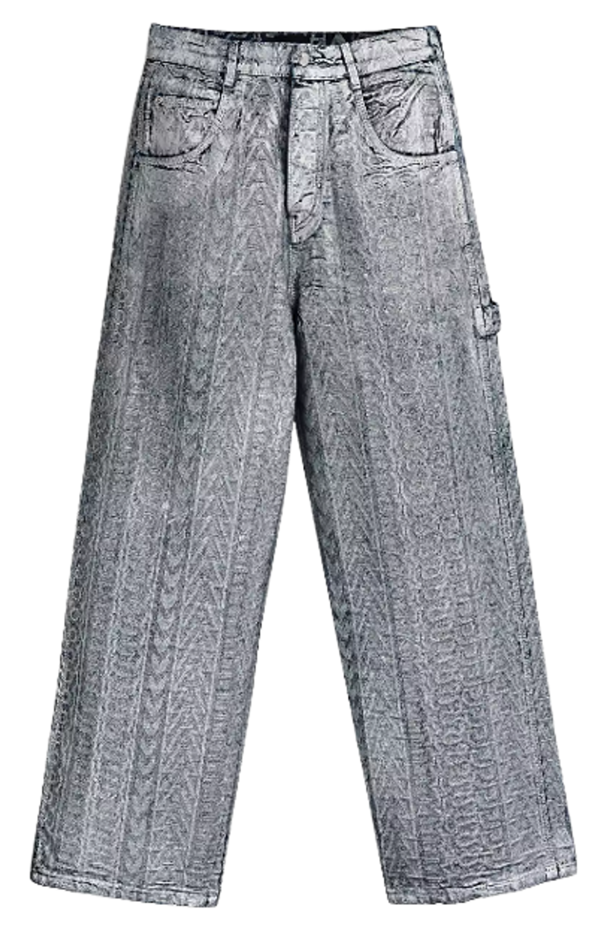 Marc Jacobs Silver-Foiled Monogram Oversized Jeans