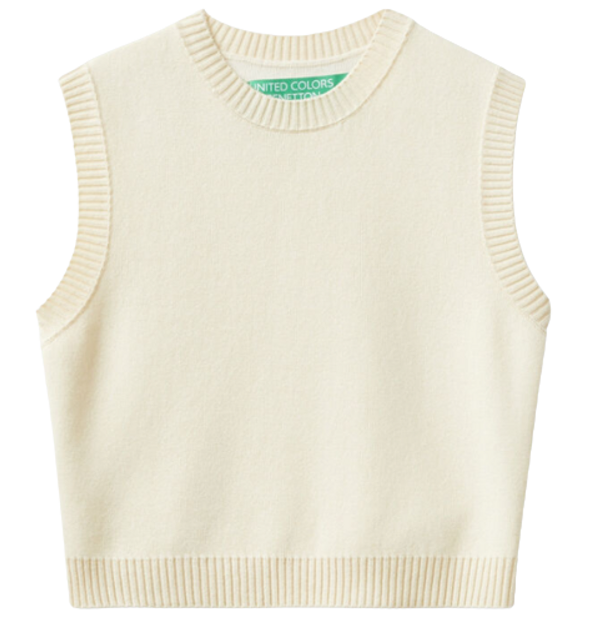 Benetton Beige Cashmere Blend Cropped Vest