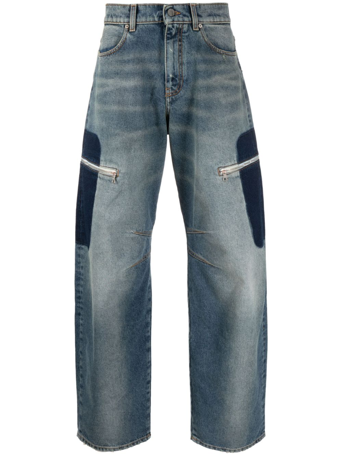 Palm Angels Blue Patch-embellishment Loose-fit Jeans