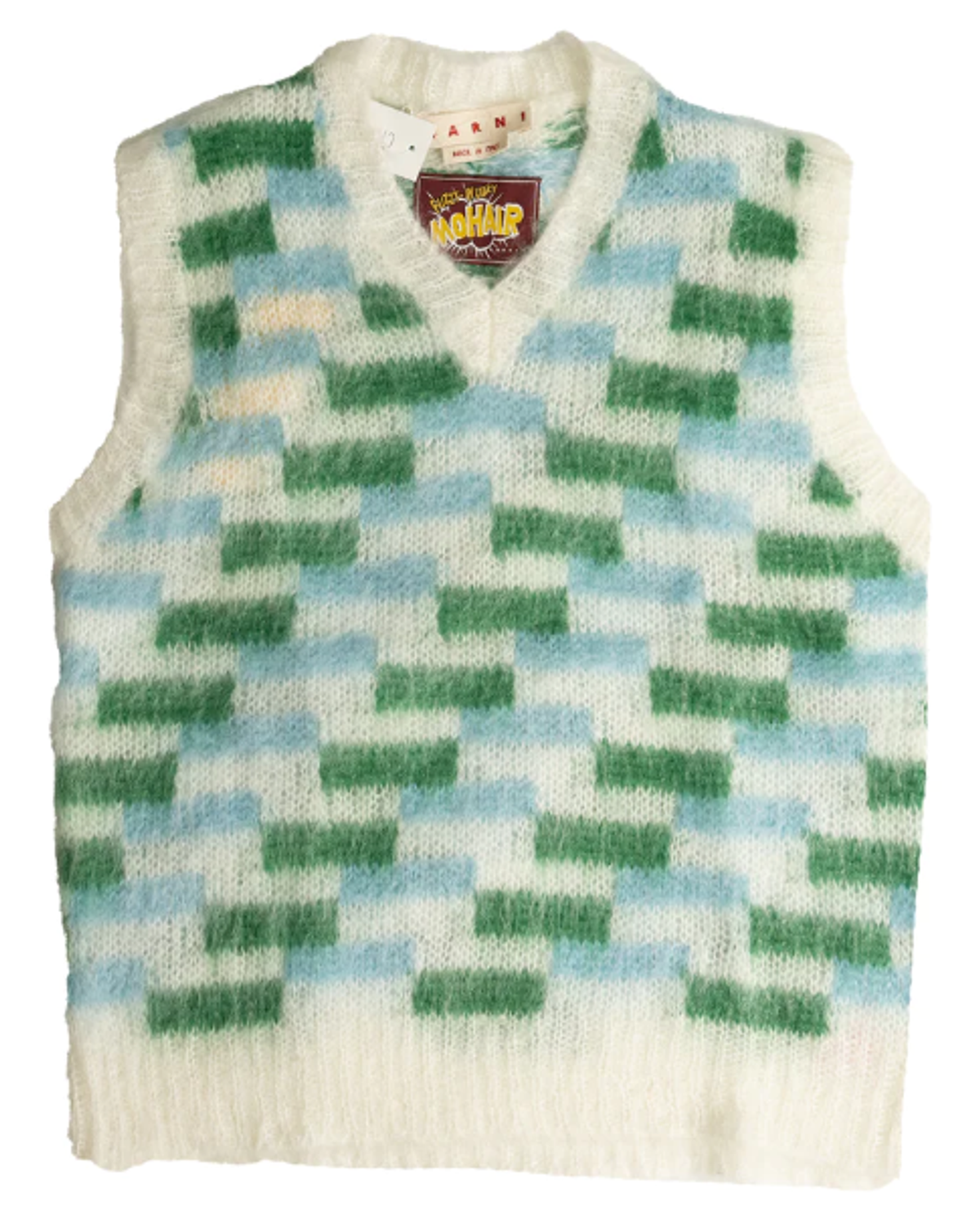 Marni White V-neck Intarsia-knit Sweater Vest