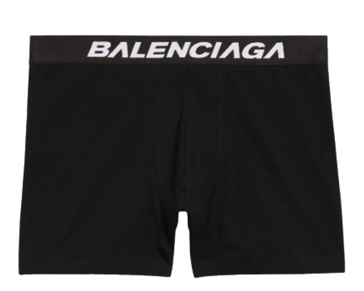 Balenciaga Logo Black Elastic Boxer Briefs