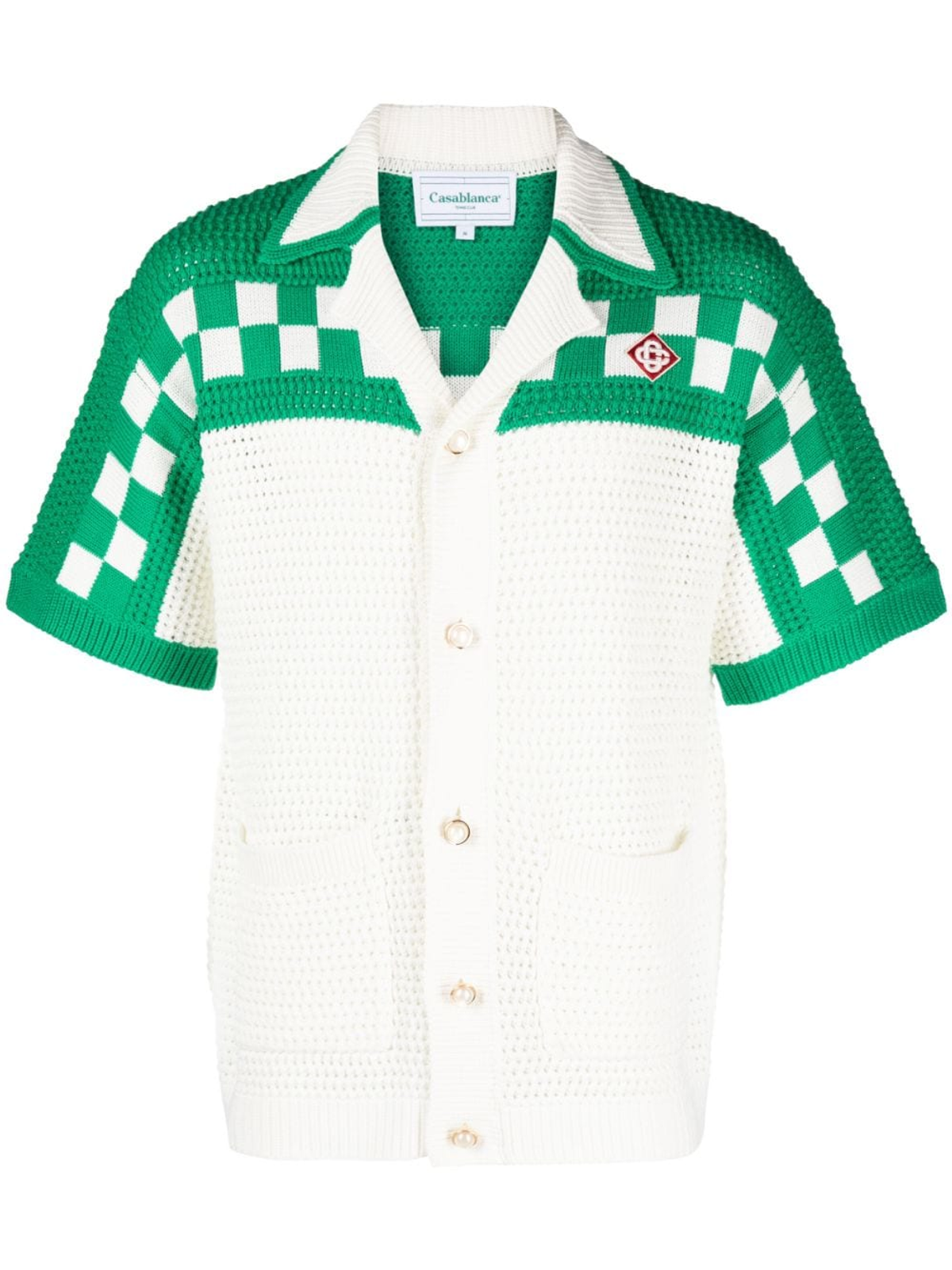 Casablanca White And Green Cotton Crochet Shirt