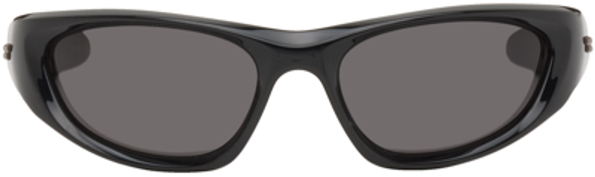 Bottega Veneta Black Cone Wraparound Sunglasses