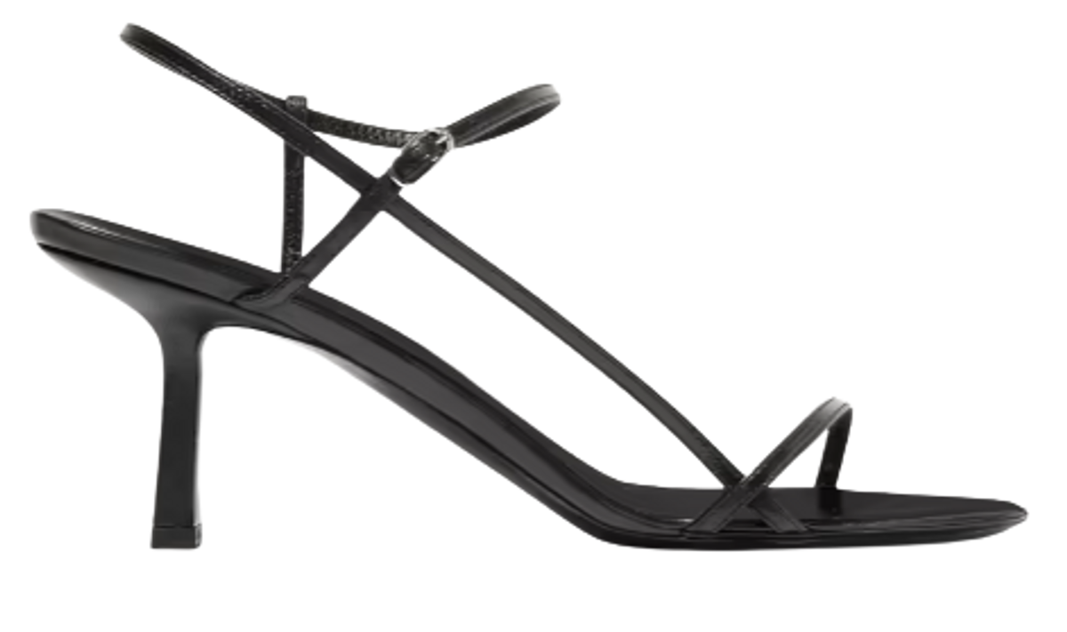 The Row Black Bare Mid-heel Leather Slingback Sandals