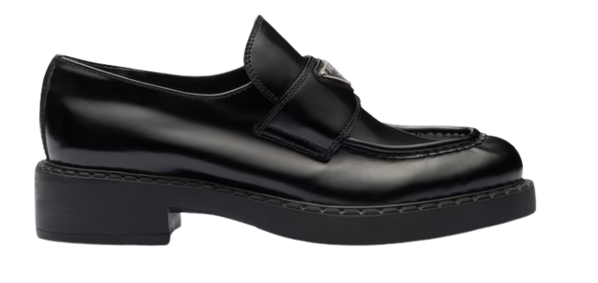 Prada Black Chocolate Brushed Leather Loafers