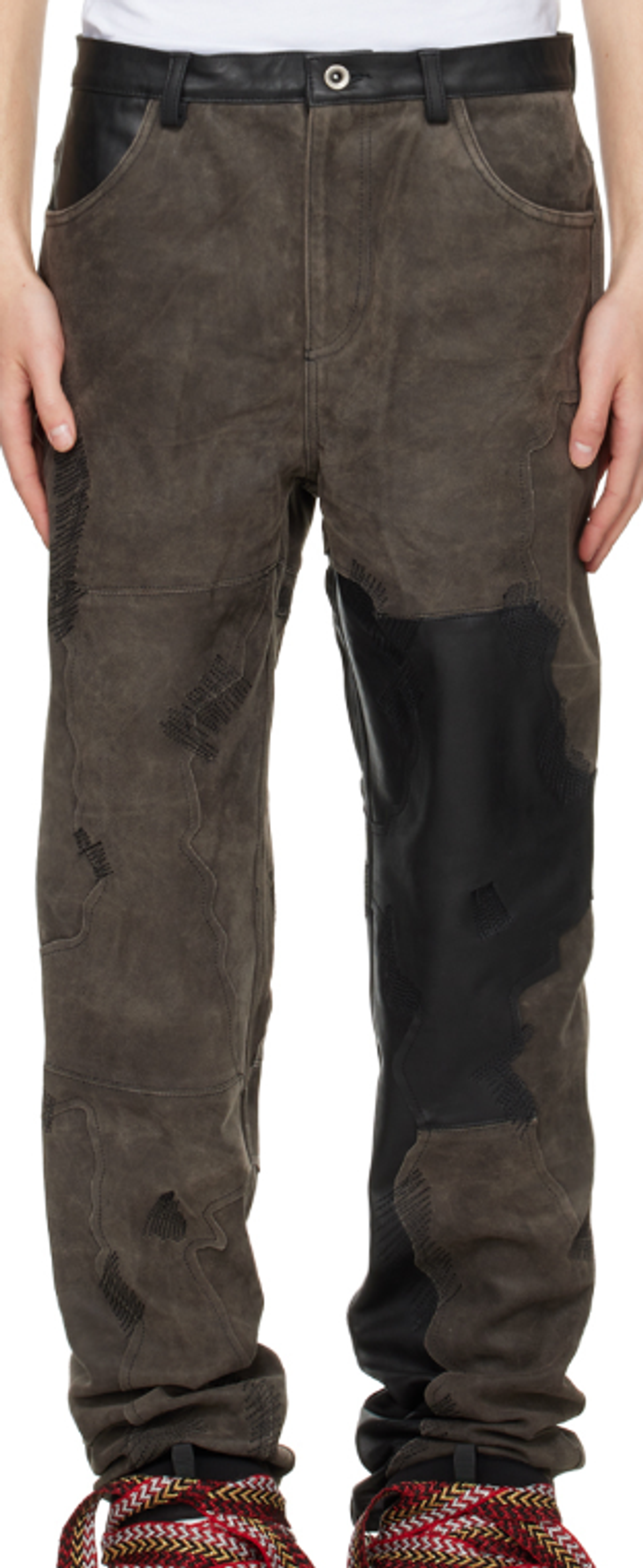Who Decides War Gray Bark Leather Pants