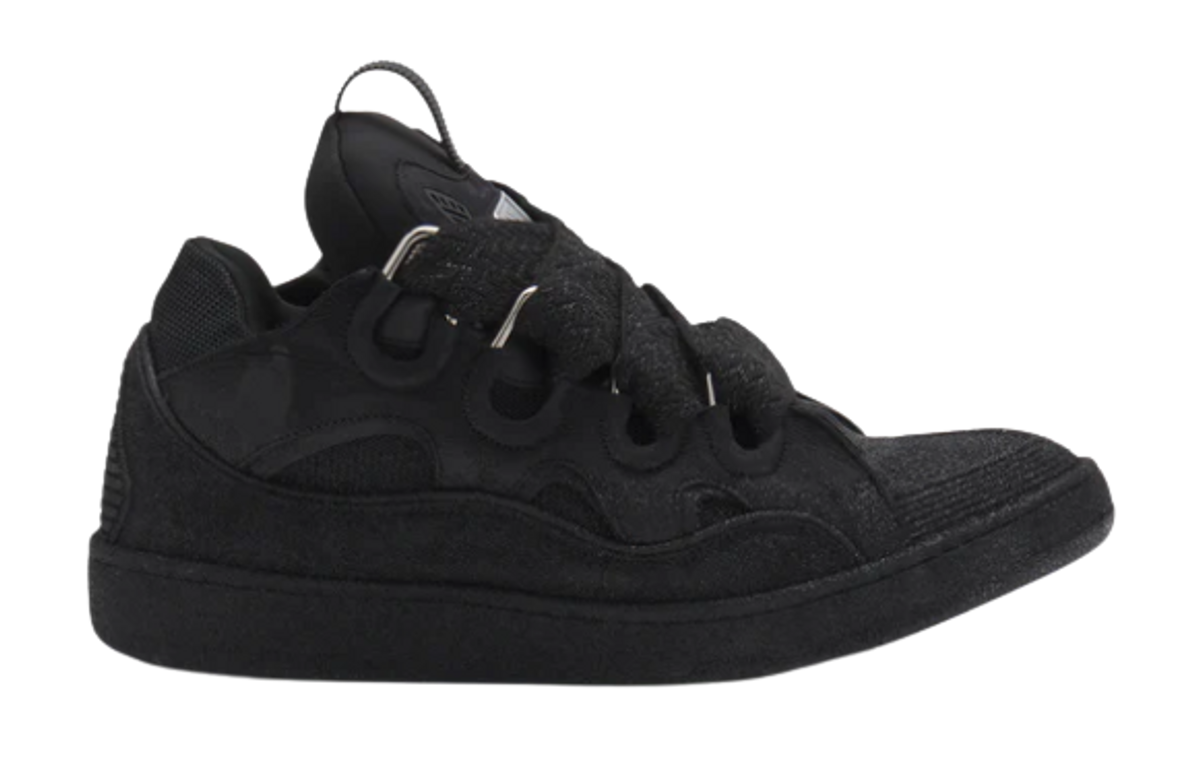Lanvin Black Leather Curb Sneakers