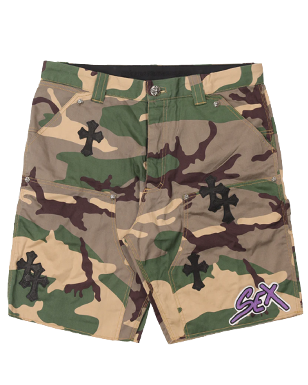 Chrome Hearts Matty Boy Cross Patch Sex Records Camo Cargo Shorts