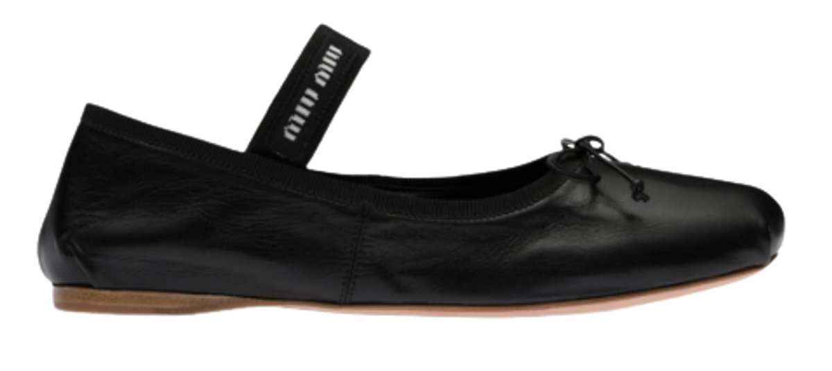 Miu Miu Leather Ballerina Black Flats
