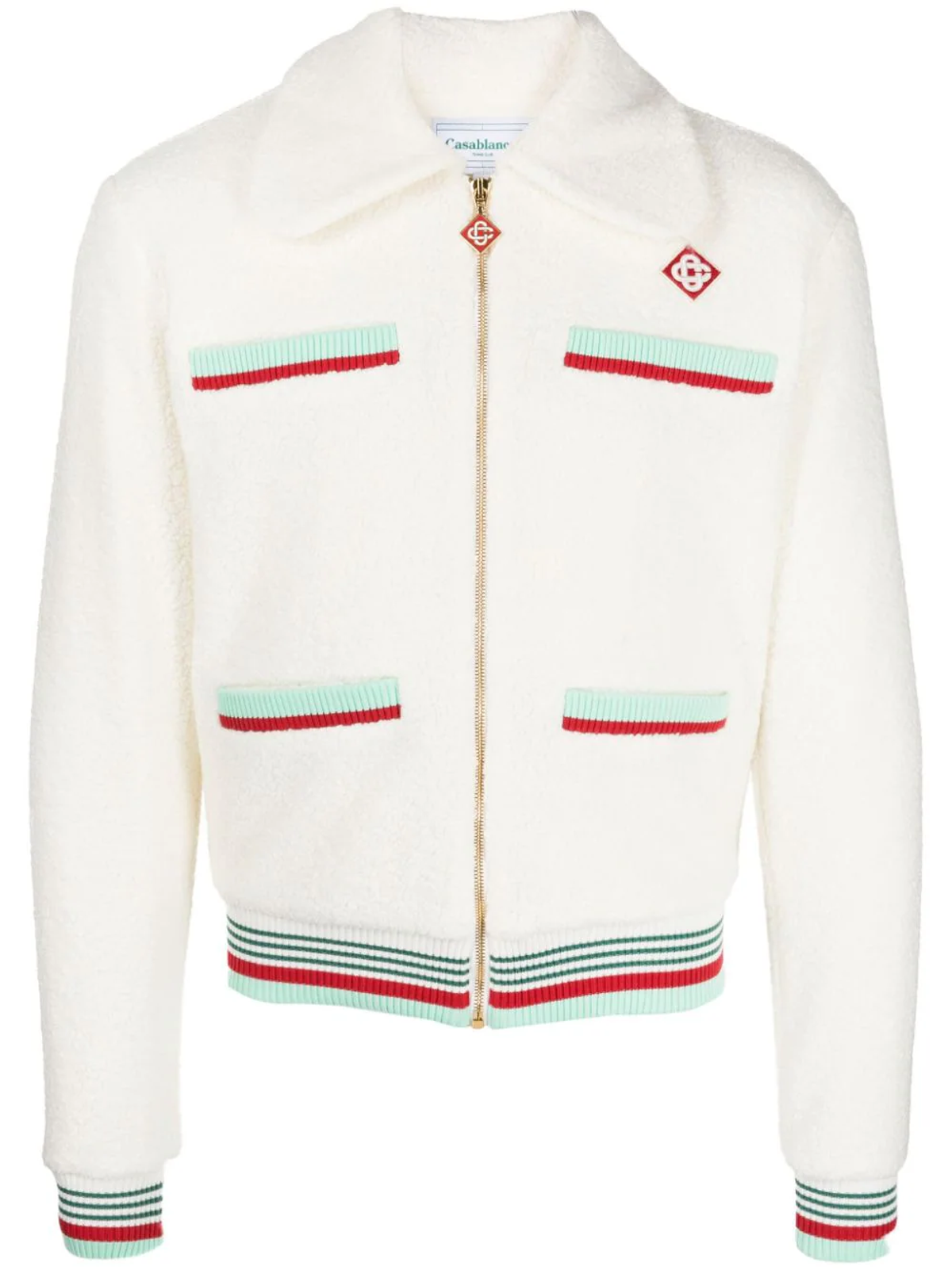 Casablanca Appliquéd Striped Bouclé Track Jacket