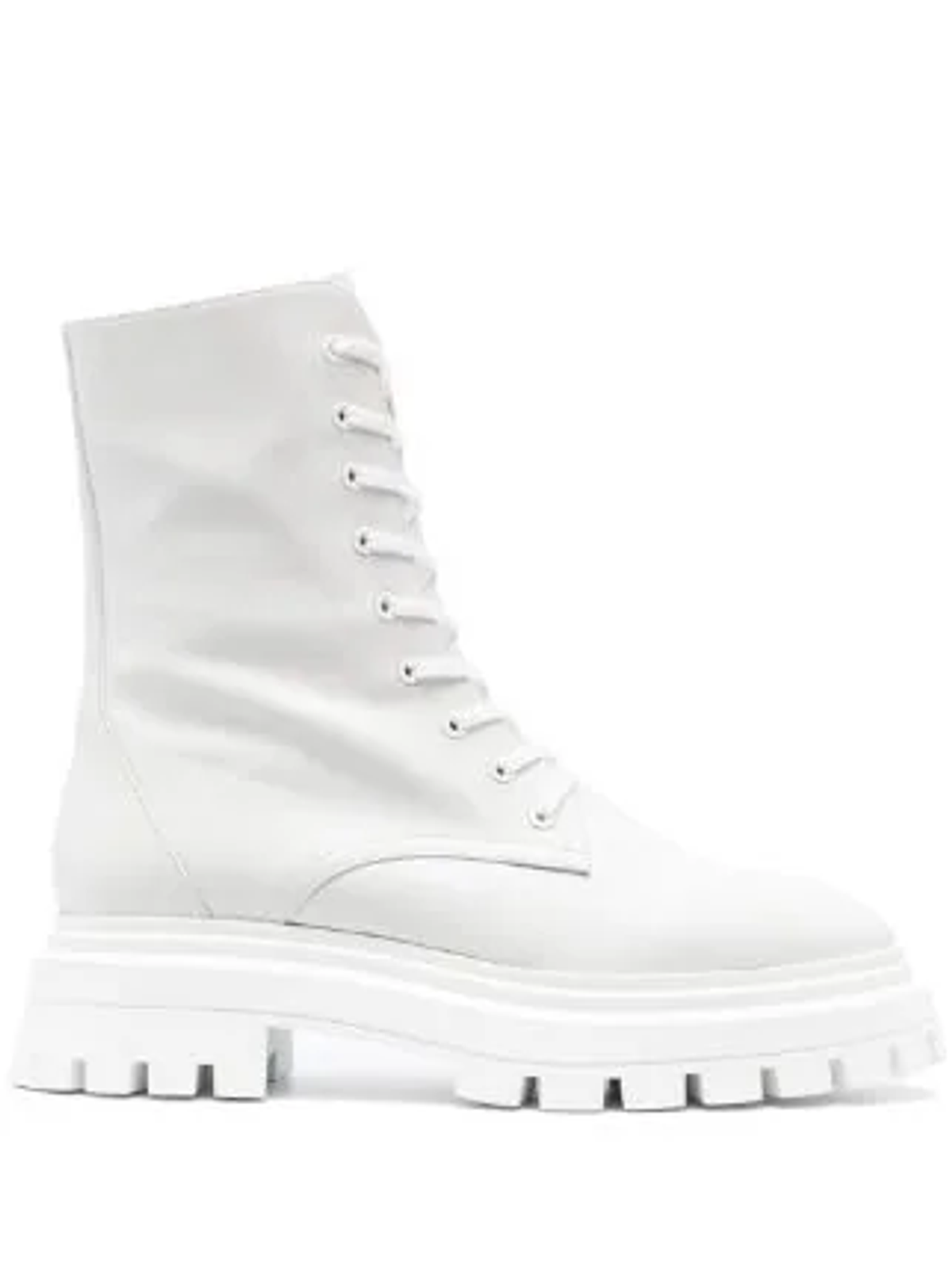 Stuart Weitzman White Leather Lace-up Boots