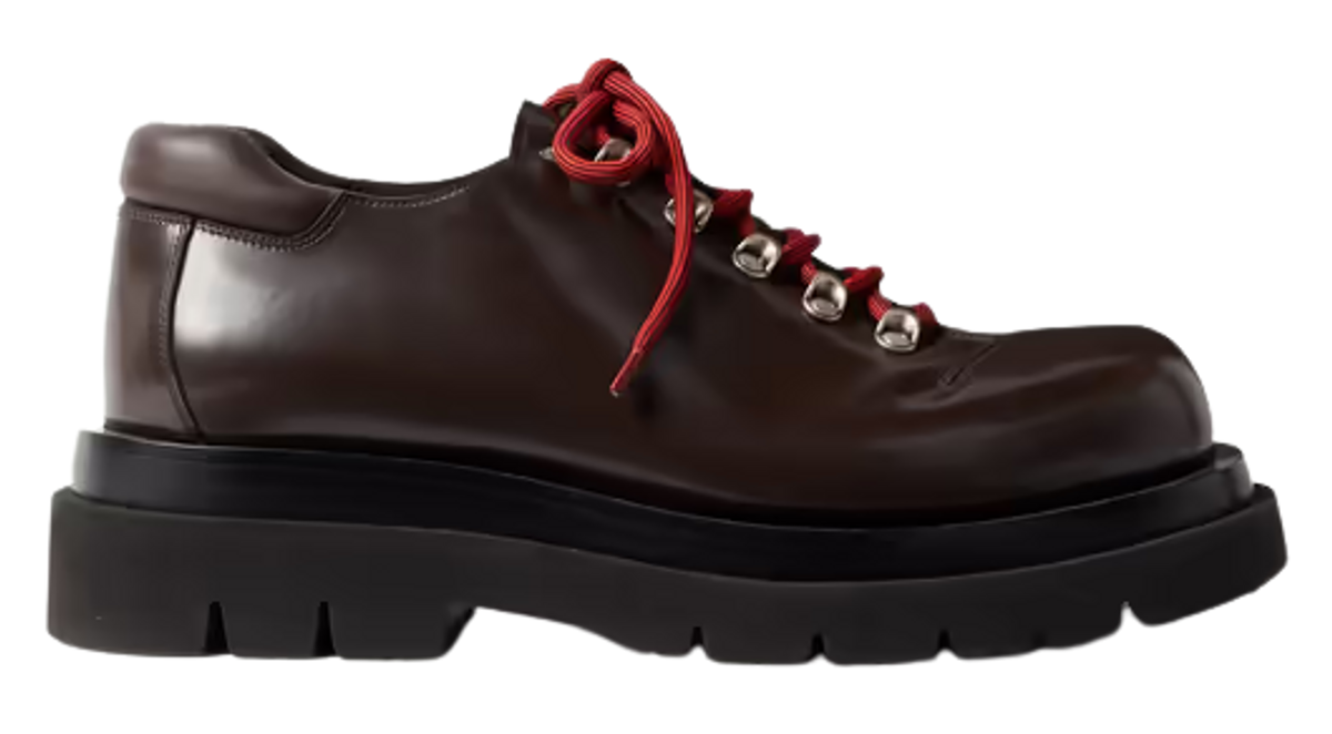 Bottega Veneta Brown Glossed-Leather Derby Shoes