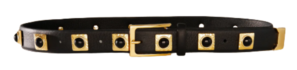Aureum Black And Gold Studded Belt