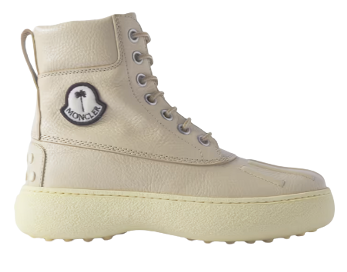 Palm Angels × Max Mara White Textured-leather Ankle Boots