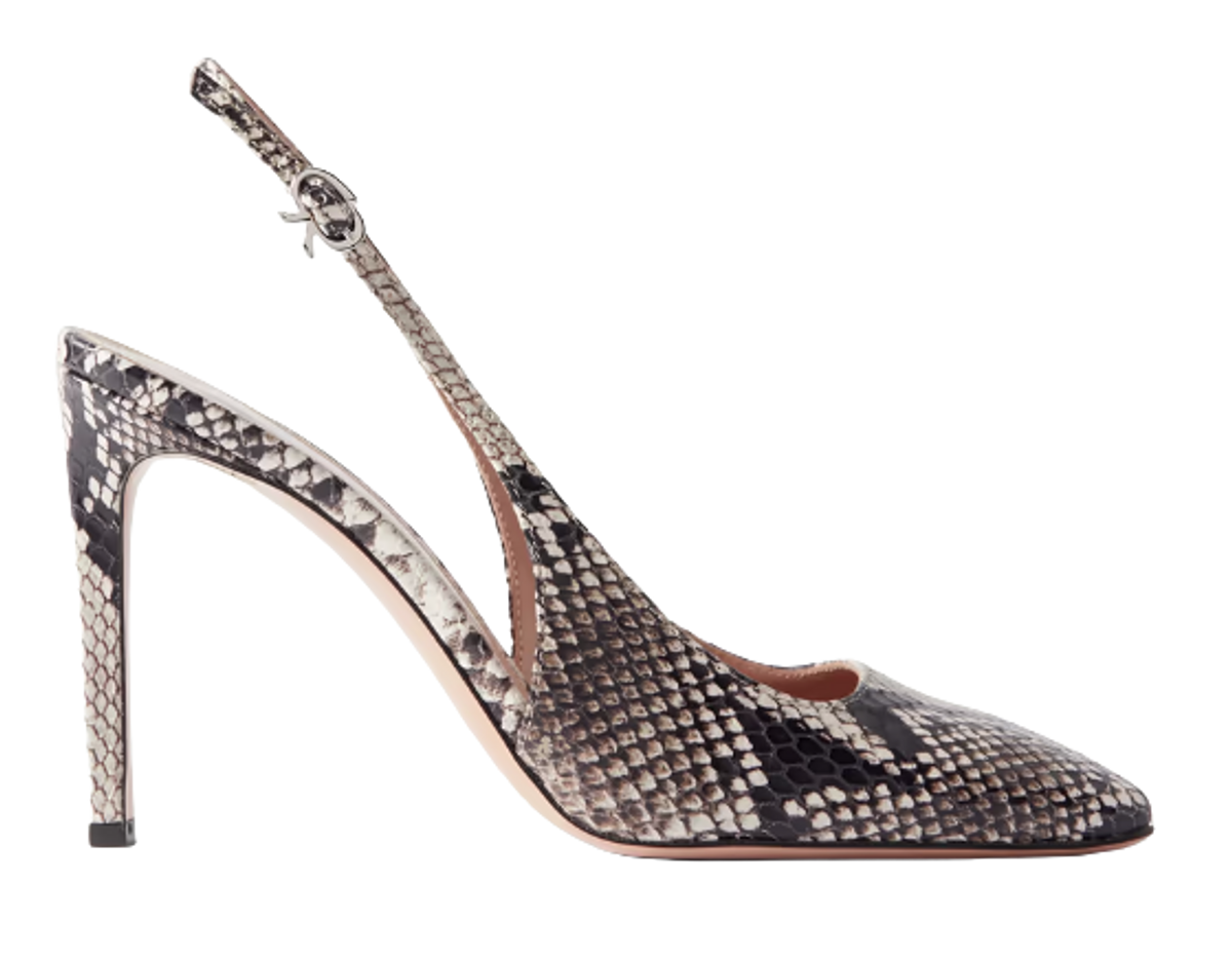 Gianvito Rossi Borneo 100 Snake-effect Leather Slingback Pumps