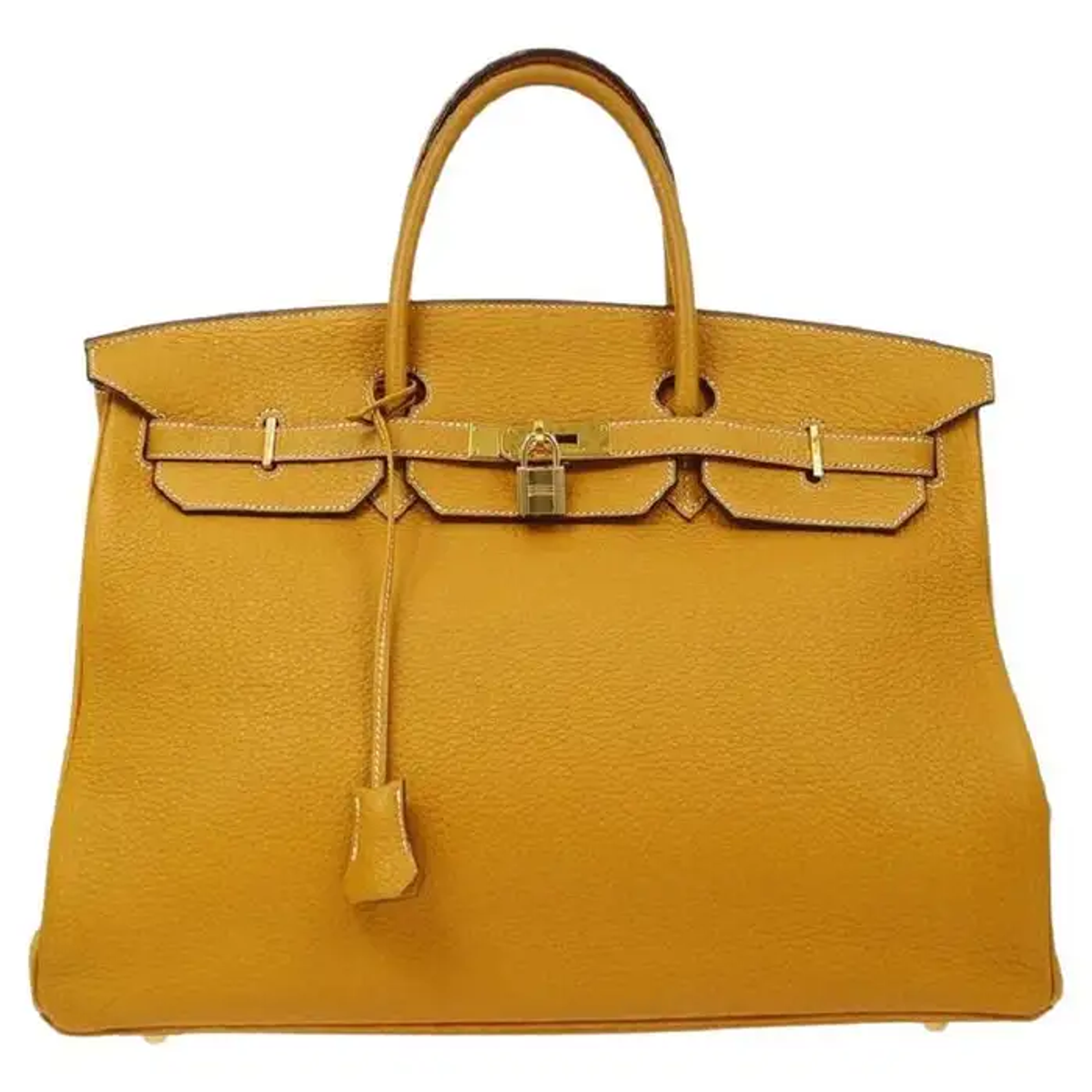 Hermes Birkin 40 Mustard Leather Tote Bag