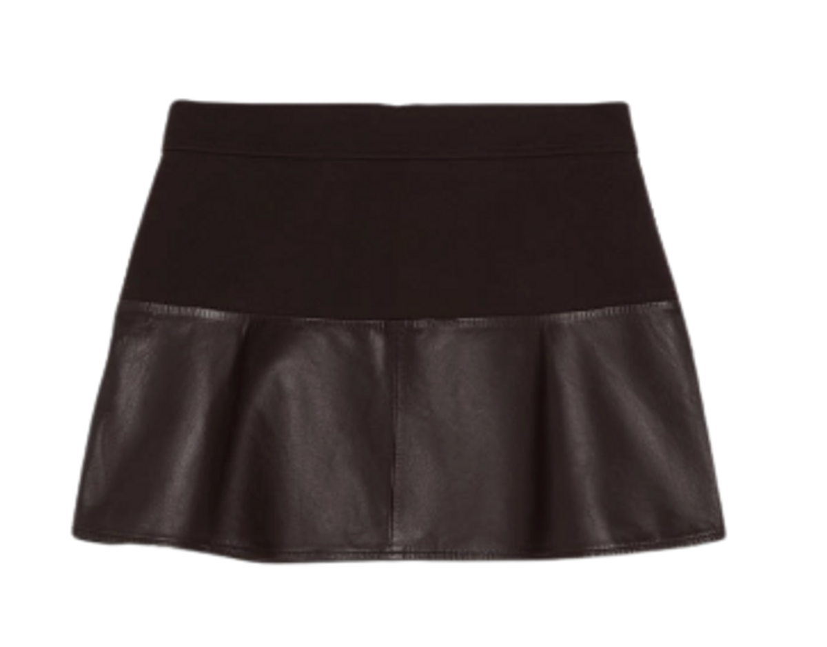 Max&Co Black Jersey And Leather Mini Skirt