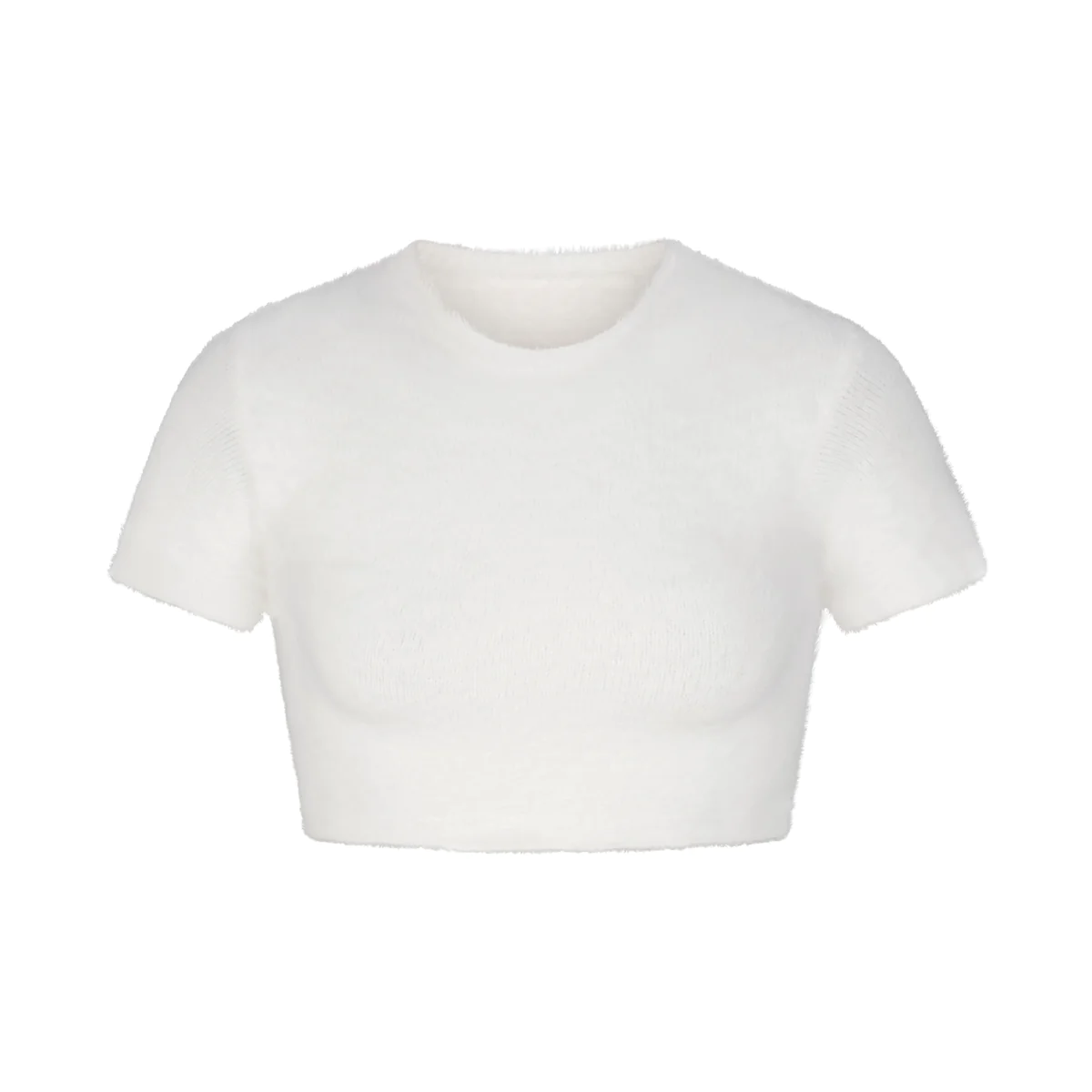 Skims Marble Fuzzy Knits Super Cropped T-Shirt