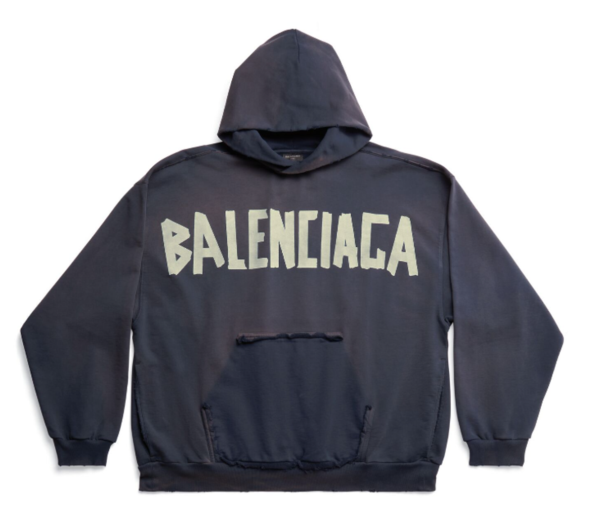 Balenciaga Dark Blue Tape Type Ripped Pocket Hoodie
