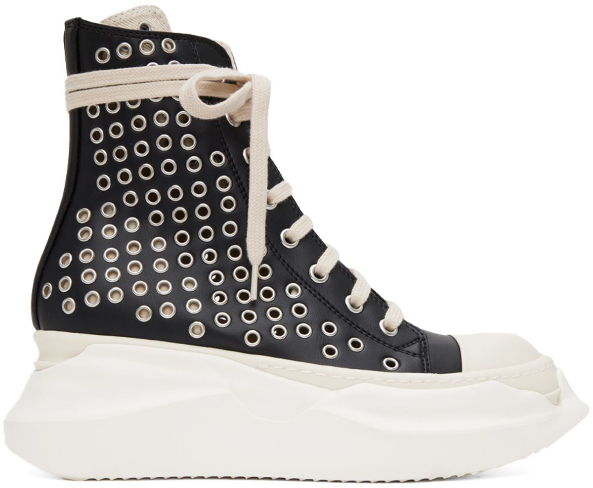 Rick Owens Black Abstract Sneakers In 911 Black
