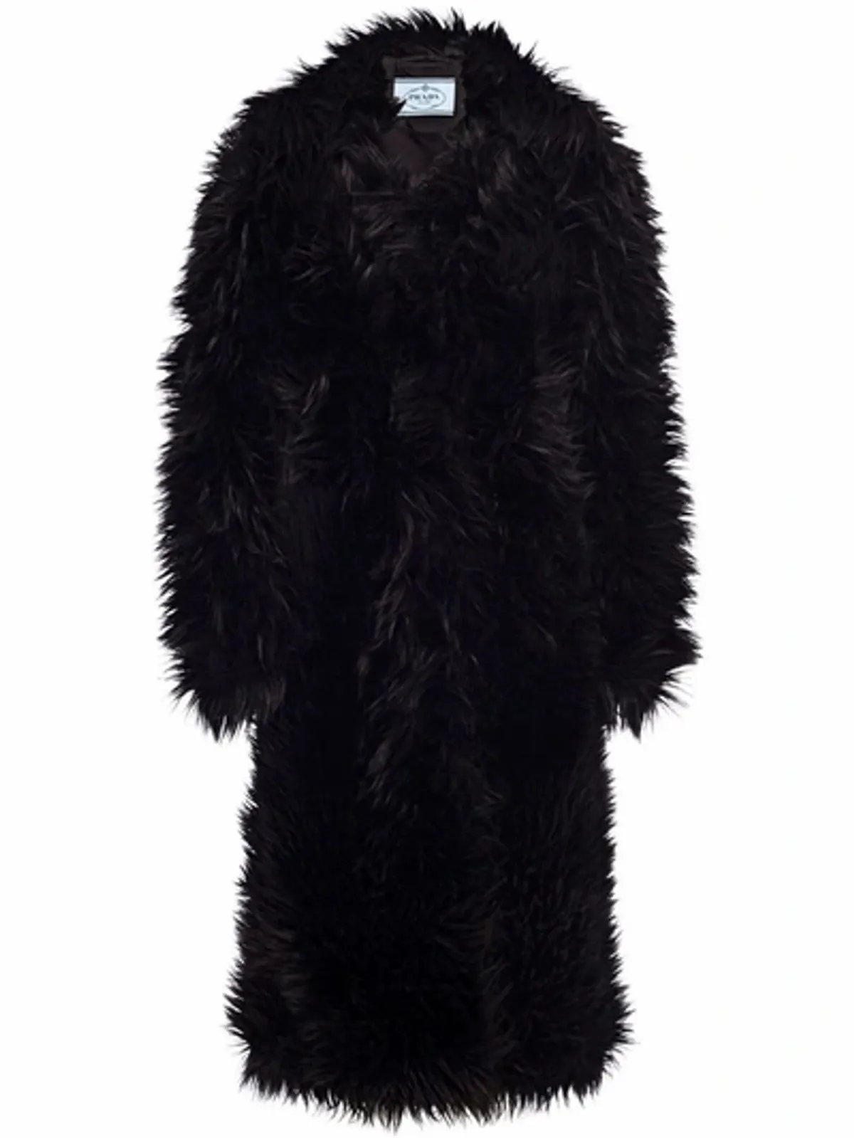 Prada Single-breasted Faux-fur Coat In Black