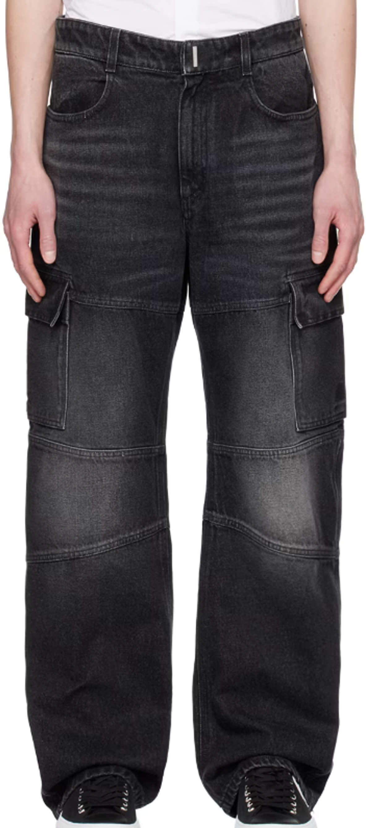 Givenchy Black Wide-leg Panelled Cargo Jeans