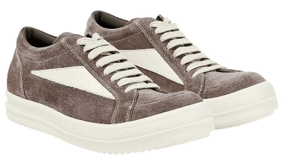 Rick Owens Brown Leather And Velour Vintage Sneakers