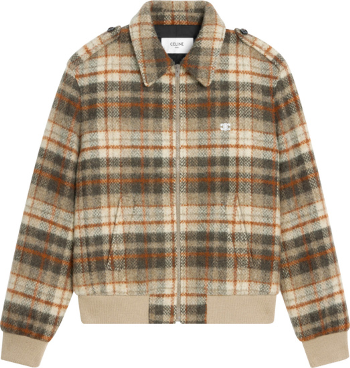 Celine Ivory And Brown Check Tweed Jacket