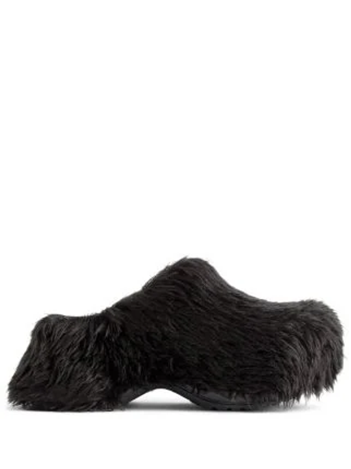 Balenciaga × Crocs Black Faux Fur Mules
