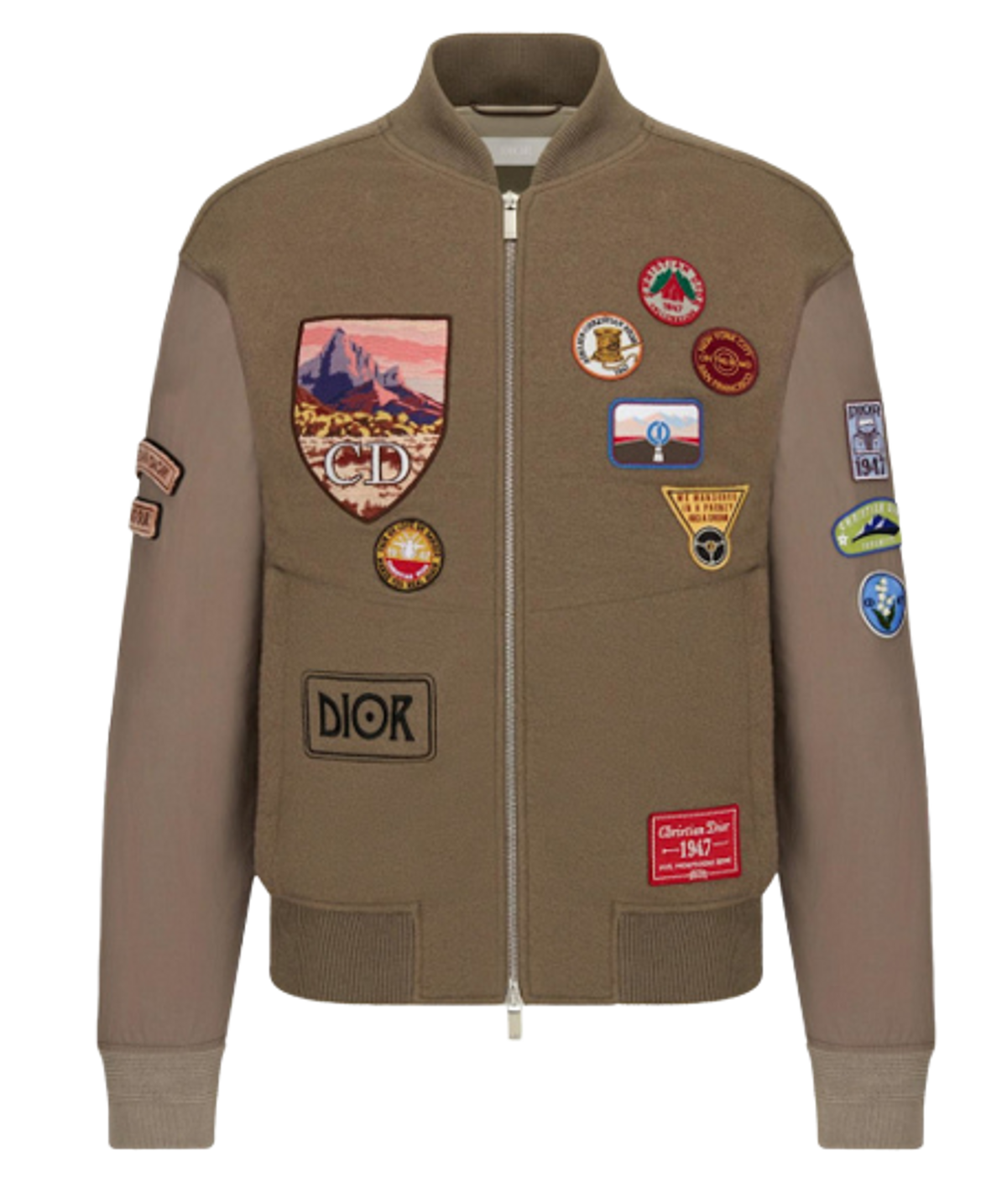 Dior × Jack Kerouac Brown Patches Bomber Jacket