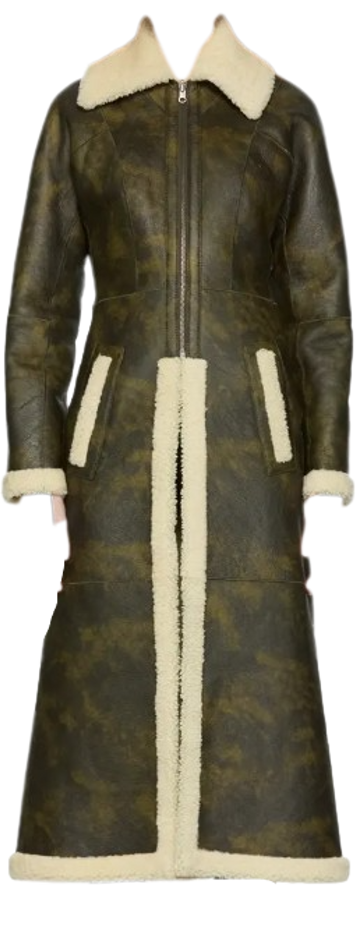 Knwls Green Shearling Tie Dye Coat