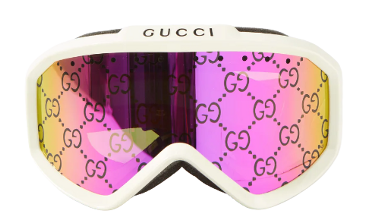 Gucci Ivory Multi Logo-print Ski Goggles