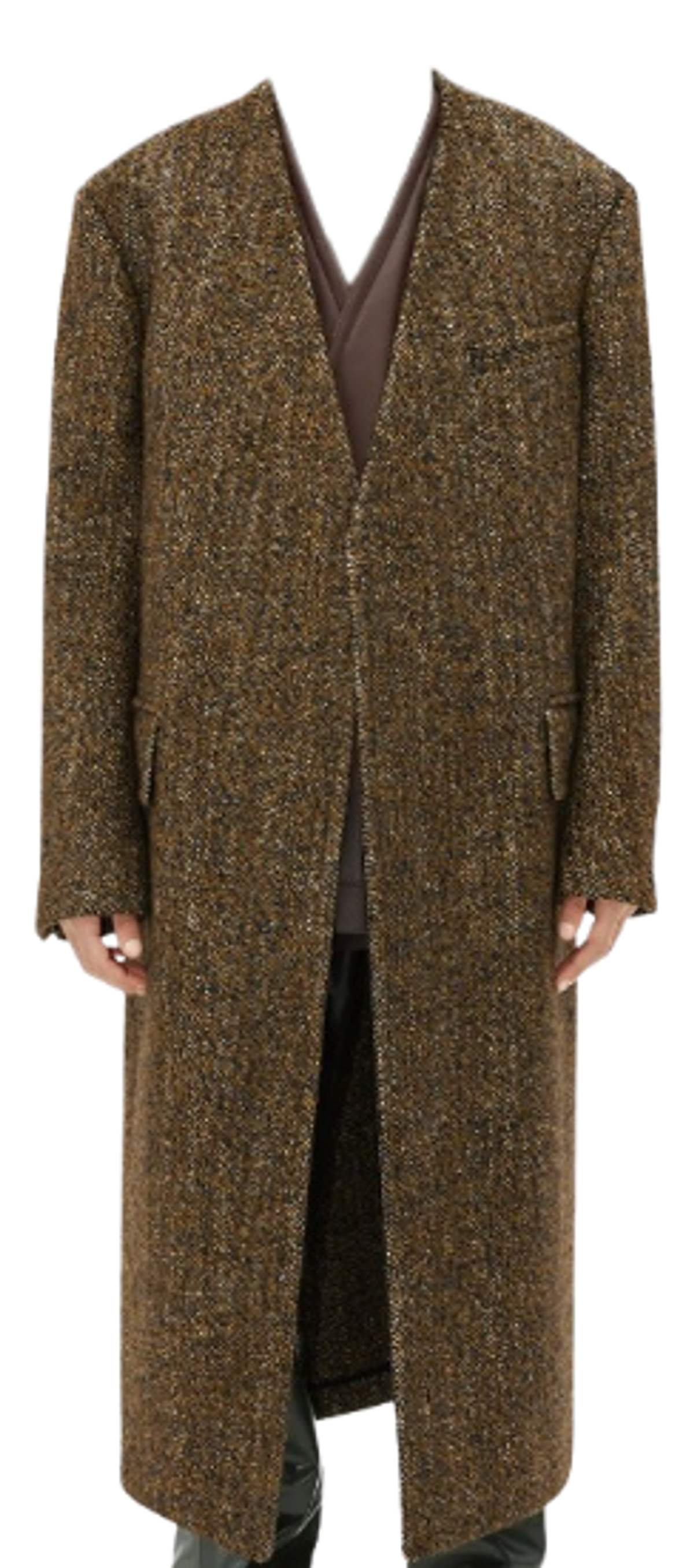 Bottega Veneta Ochre Textured Wool Speckled Coat