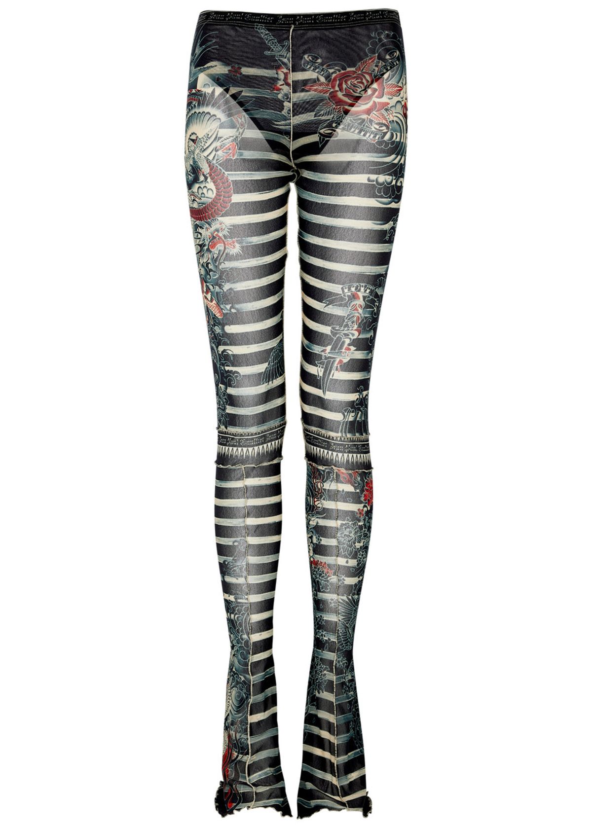 Jean Paul Gaultier Grey Striped Flared Pants