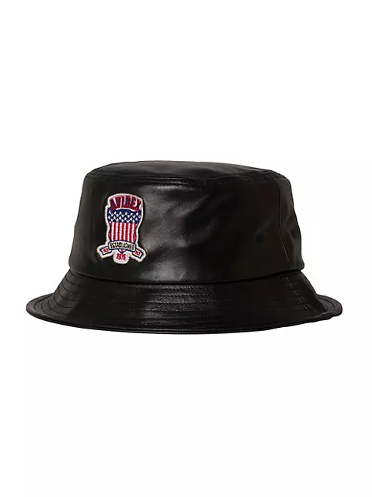 Avirex Black Icon Leather Bucket Hat