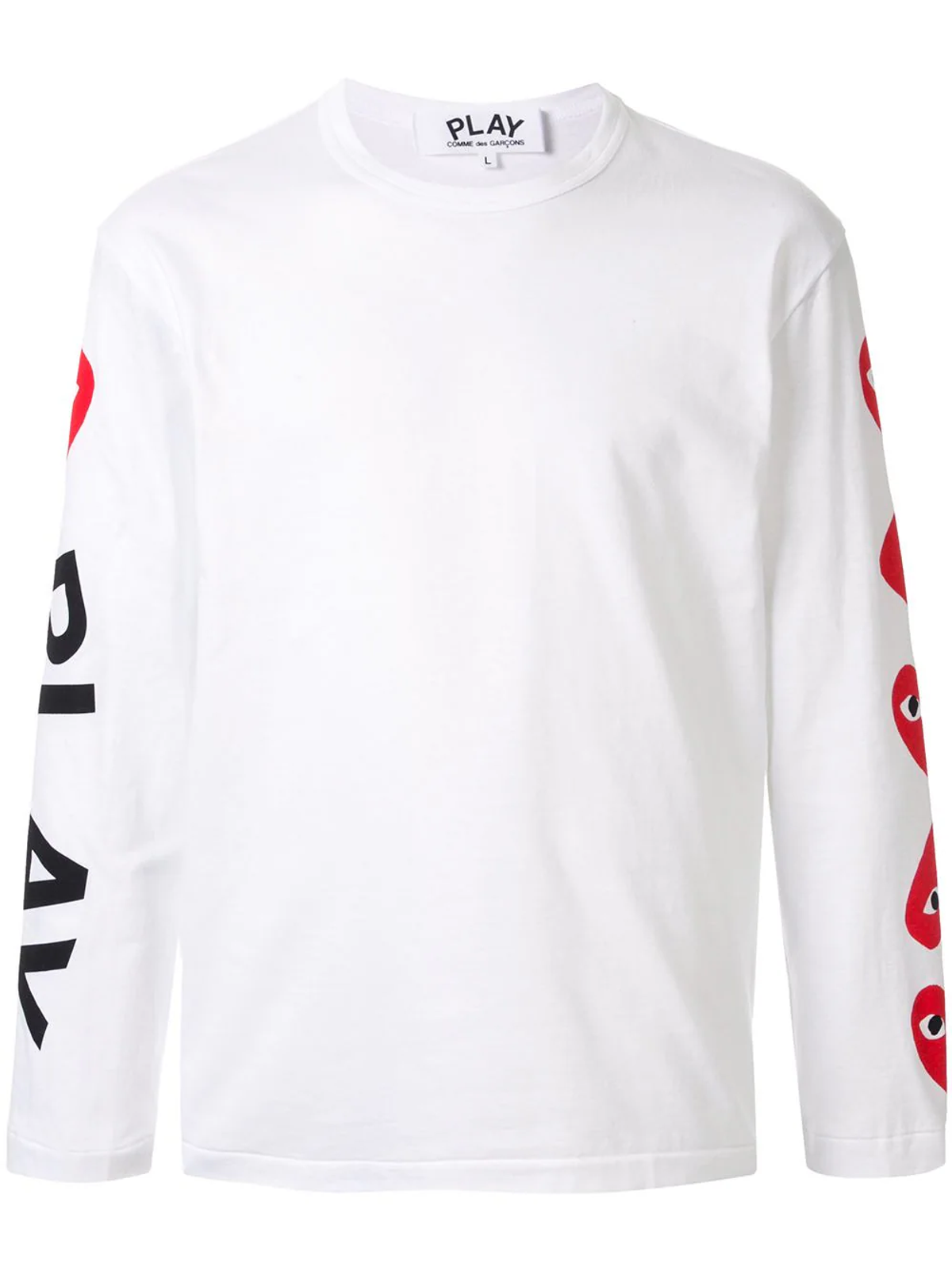 Comme Des Garcons White Big Logo Hearts Long Sleeve T-shirt