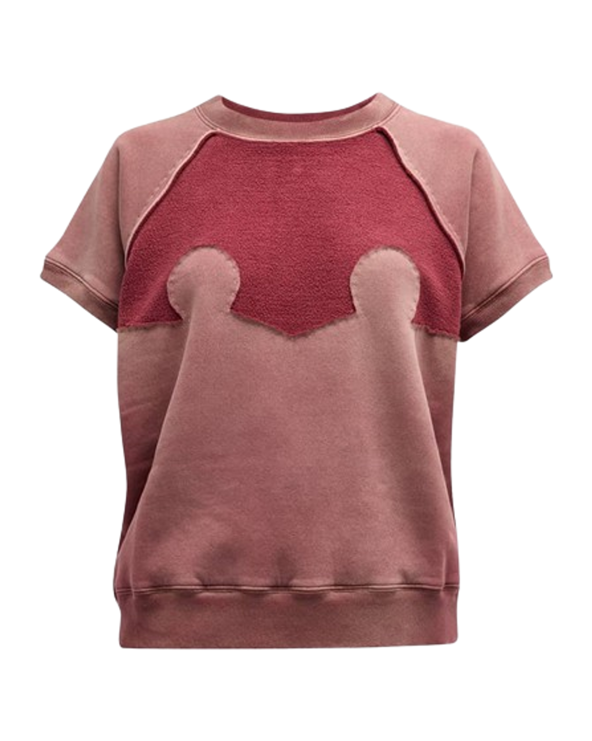 Maison Margiela Short-sleeve Contrast Sweatshirt In Burnt Oran