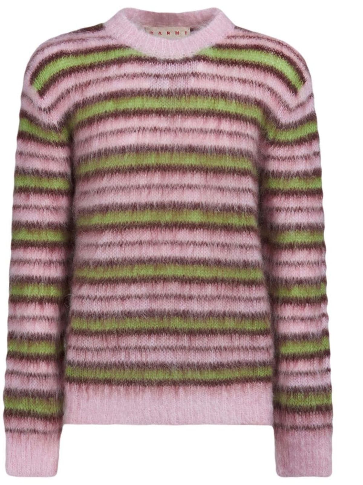 Marni Striped Crew-neck Jumper In Pink