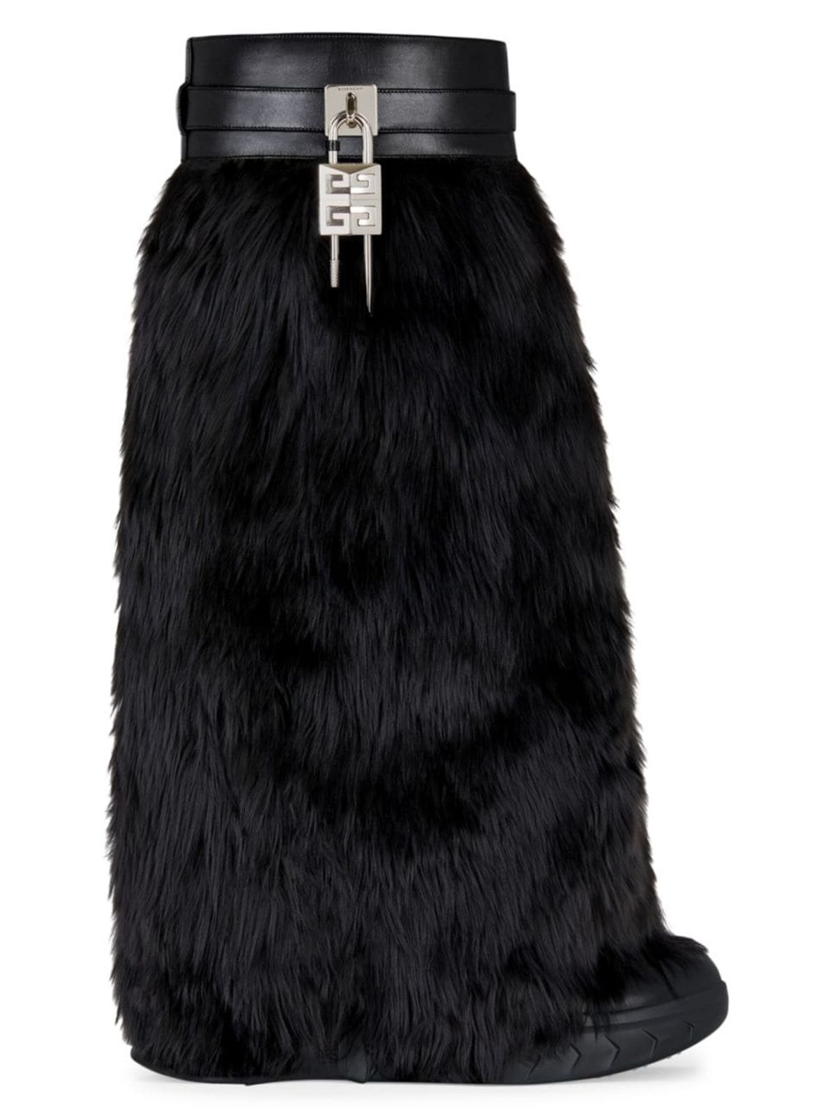 Givenchy Shark Lock Biker Boots In Alpaca In Black