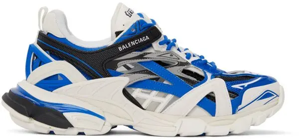 Balenciaga White And Blue Track 2.0 Sneakers