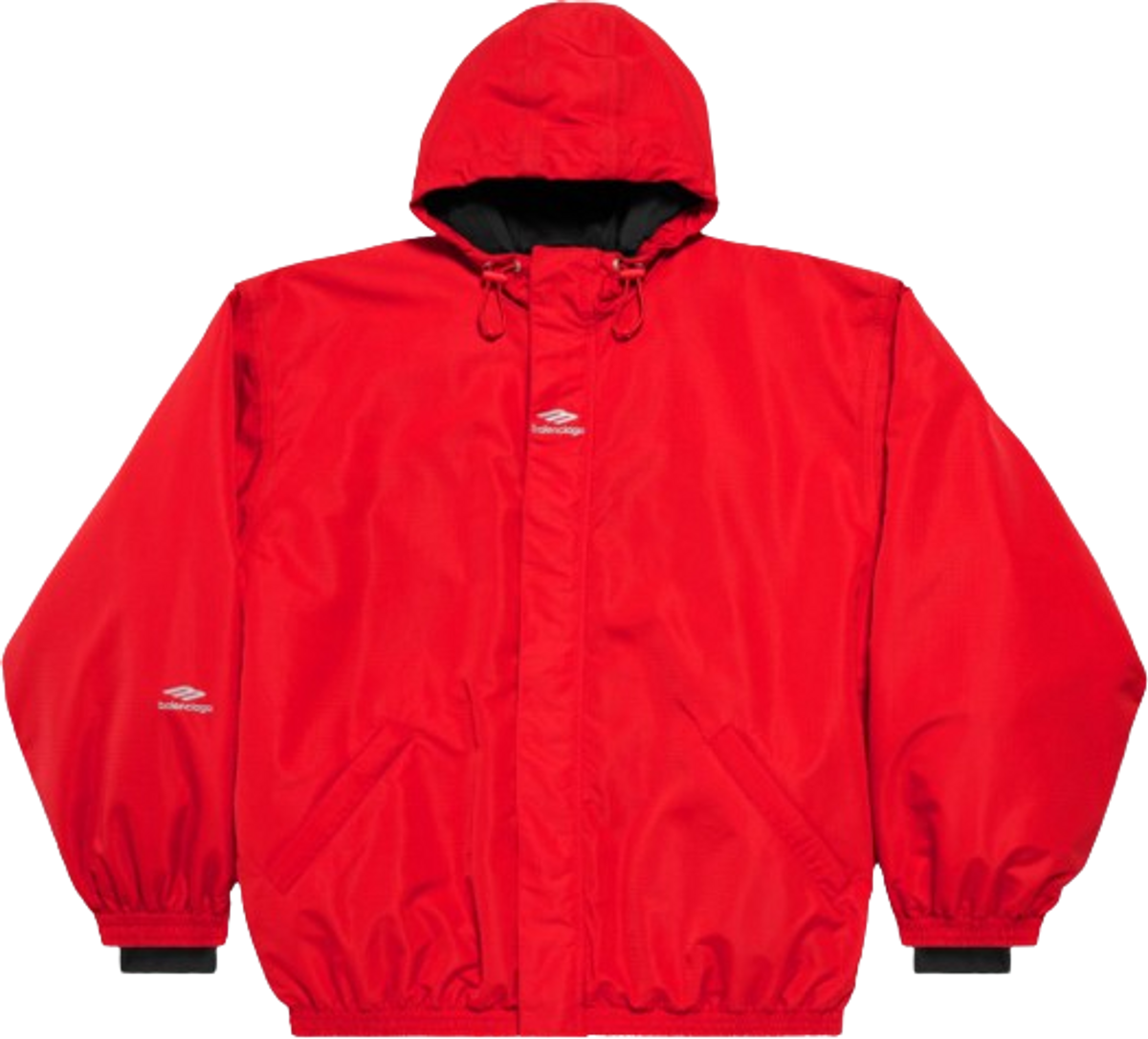 Balenciaga Red 3B Sports Icon Hooded Ski Jacket